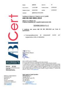 certificato qualità QBC329 SIDERGHISA